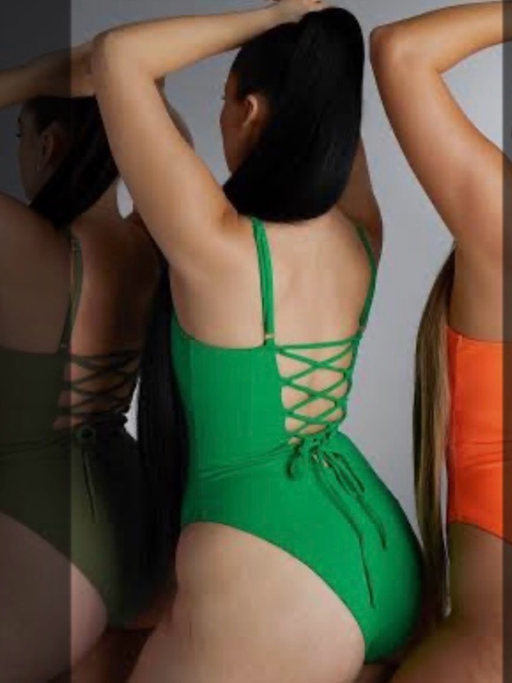TA3 Plungey Women’s Emerald Green Lace-Up One-Piece Swimsuit